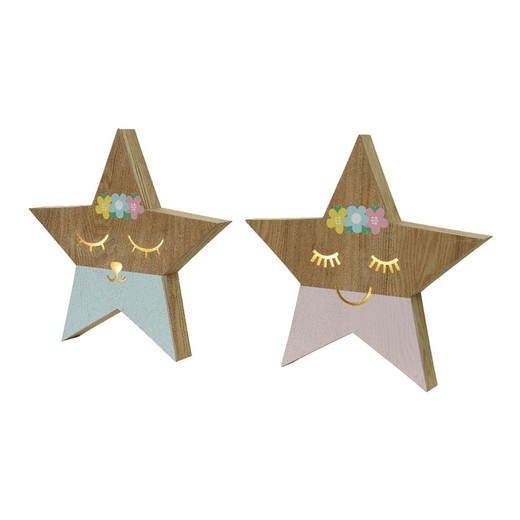 estrela infantil de madeira com led 28x29x3,5cm em cores sortidas