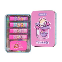 Estuche martinella yummy tin 4 lip+ 1 gloss labios