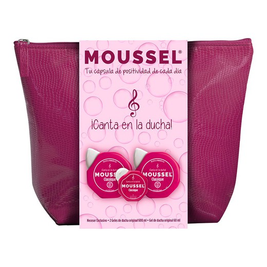 Estuche moussel neceser + 2ud gel 600ml + gel 60ml viaje mousel