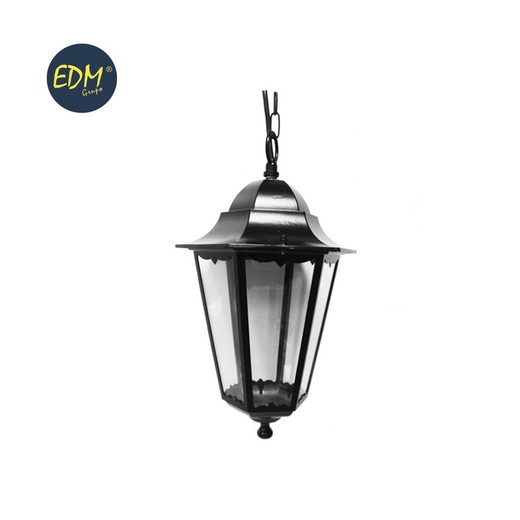 Farol aluminio techo negro 41xø23cm edm mod. Marsella