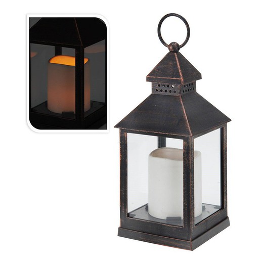 Lanterne avec bougie led 23cm bronze