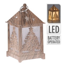 Lanterne led en bois sculpté