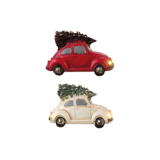 figurine scarabée voiture avec arbre couleurs assorties 12x5x6cm