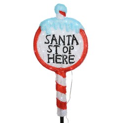 Figura señal stop santa con estaca para jardin 93cm