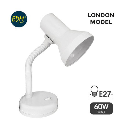 Lampe à poser modèle london e27 60w blanc edm