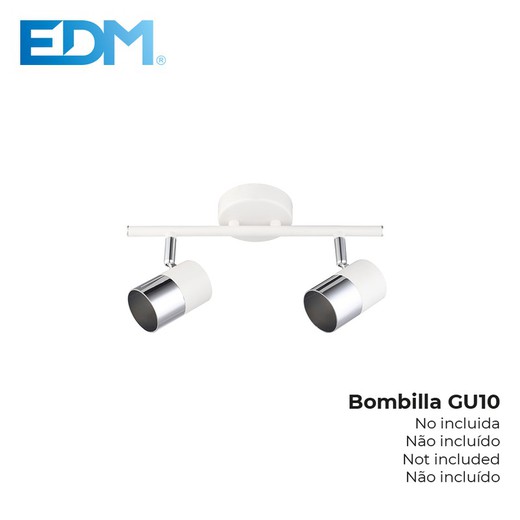 Spotlight "lua" 2 elementos branco + prata gu-10 edm