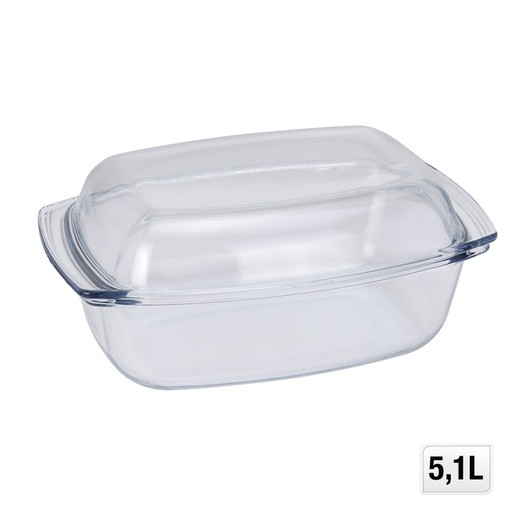 Plat en verre rectangulaire avec couvercle 5l 34x21x9,5 / 15cm