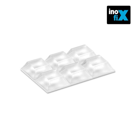 Gota autoadhesiva protectora 20,5x20,5x7,6 mm (blister 6 uni) inofixcolgador sobrepuerta blanco blister inofix