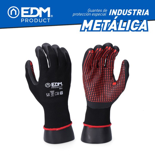 Gant pour l'industrie métallurgique en nylon/lycra enduit de nitrile taille 8 Edm