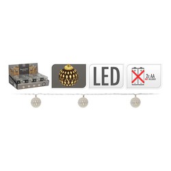 Guirnalda a pilas 10 led bolas color plata