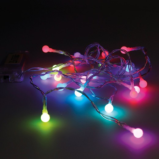 String para baterias 10 leds esféricos rgb 1,30mts