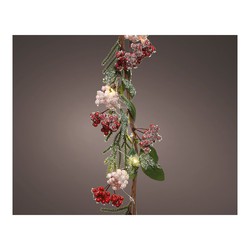 Guirnalda a pilas fija decorativa frutos silvestres rojos y rosas 20 microleds 1,5m