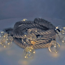 Guirlande en corde de jute avec 30 ampoules LED chaudes