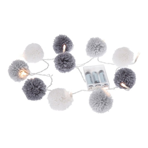 Guirlande enfant pompon gris et blanc