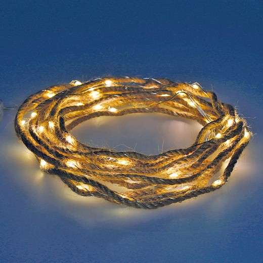 Guirlande microled en corde de jute lumière chaude 30 leds 5m