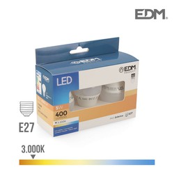 Kit 3 bombillas esfericas led e27 5w 400 lm 3200k luz calida edm