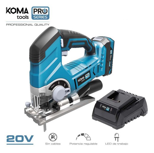 Kit caladora 20v con 1 bateria 2.0a y cargador 08772. 23x21,5cm koma tools pro series battery