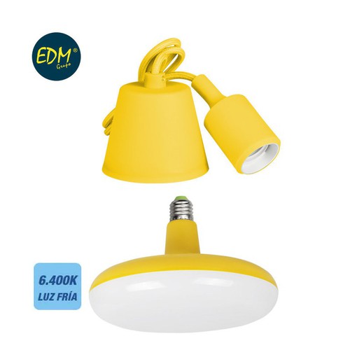 lâmpada do kit pendente de silicone incluída amarela e27 24w 6.400k 1700 lumens (98,4 cm) edm