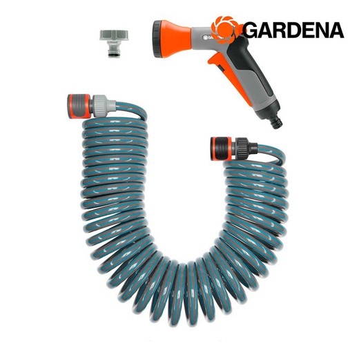 Kit manguera espiral flexible de riego. Longitud total 10m gardena