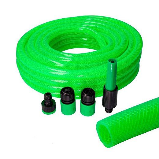 Kit manguera jardin ø interior 15mm ø exterior 20mm (5/8") rollo 25mts con accesorios