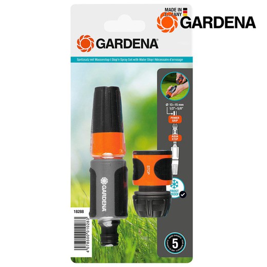 Kit de bornes d'irrigation. Lanceur Multijet+Connecteur. 13 mm (1/2") 15 mm (5/8") (blister) Gardena