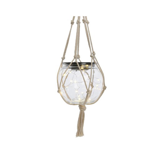 lampara de cristal solar led con macrame exterior