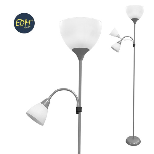 Lampadaire modèle boston argent e27 60w et e14 40w lecteur edm