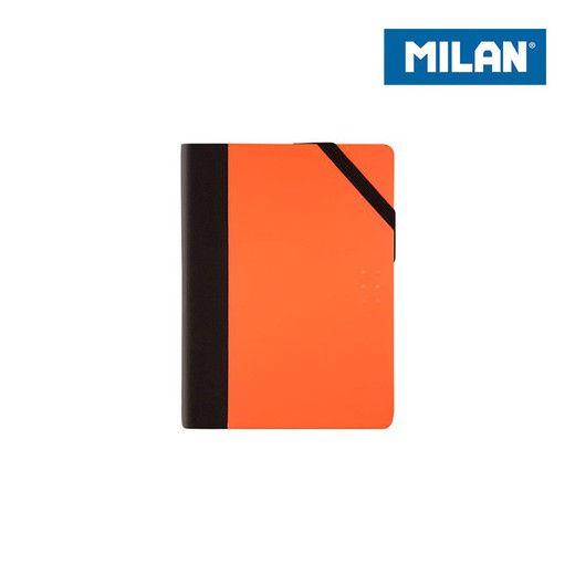 Carnet de notes papier couverture orange 13,8x10,3x1,6cm milan