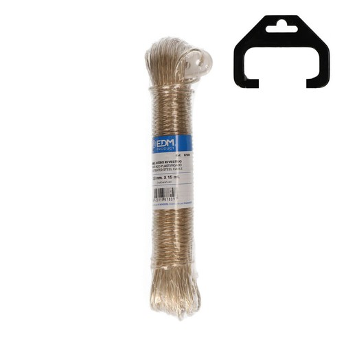 Madeja cable acero plastificado 15mts oro