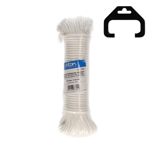 Corde à linge en polypropylène tressé 25mts blanc