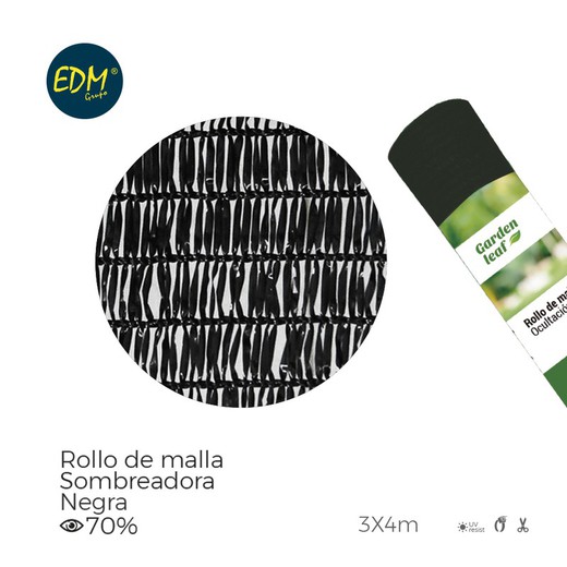 Malha dobrável preta 70% 3x4mts