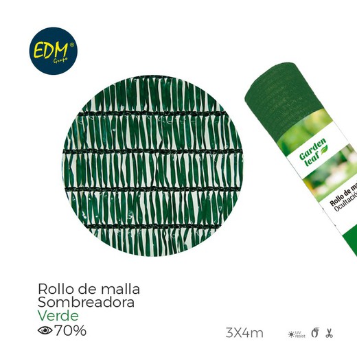 70% malha dobrável verde 3x4m