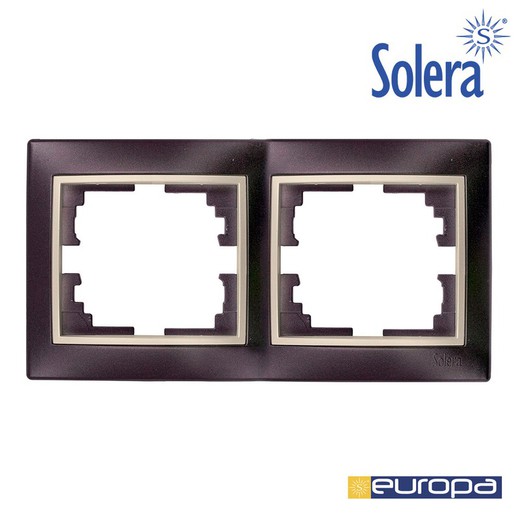 Marco para 2 elementos horizontal negro y perla 154x81x10mm s.europa solera erp72nu