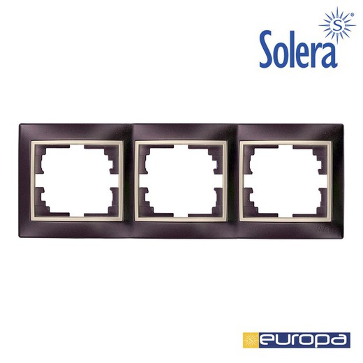 Marco para 3 elementos horizontal negro y perla 225x81x10mm s.europa solera  erp73nu