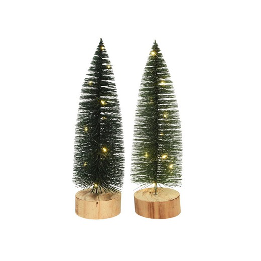 Mini sapin avec 10 leds et socle en bois de 30cm