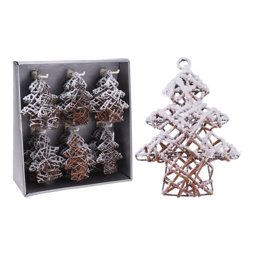 Mini pendentif sapin en rotin 16cm