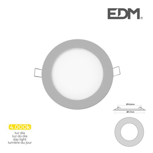 Mini edm led downlight 6w 320 lúmen redondo 12cm 4.000k moldura cromada