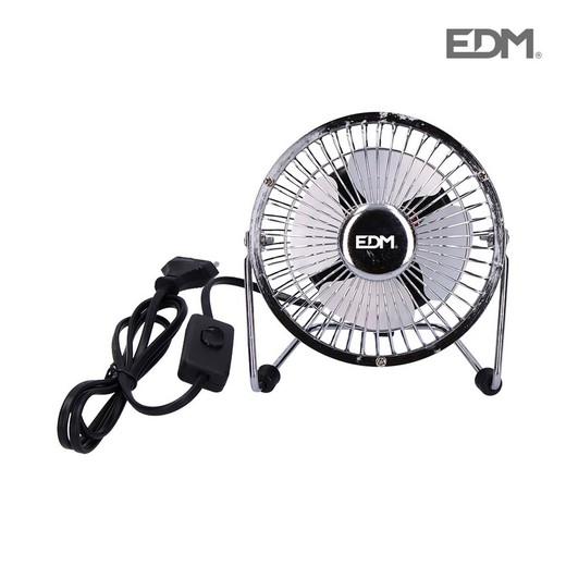 Mini ventilador de mesa cromado industrial 15w ø lâminas 10 cm edm