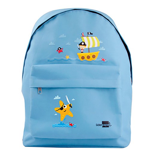 Mochila Escolar Liderpapel Mochila Piratas Azul Celeste 38x28x12cm