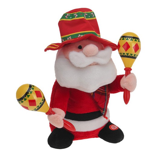 Boneco de Papai Noel com movimento e som 30cm