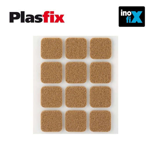 Pack 12 feutres adhésifs synthétiques marron 22x22mm plasfix inofix