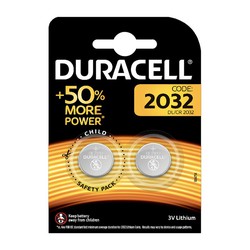 Pacote de 2 pilhas botão cr2032 duracell