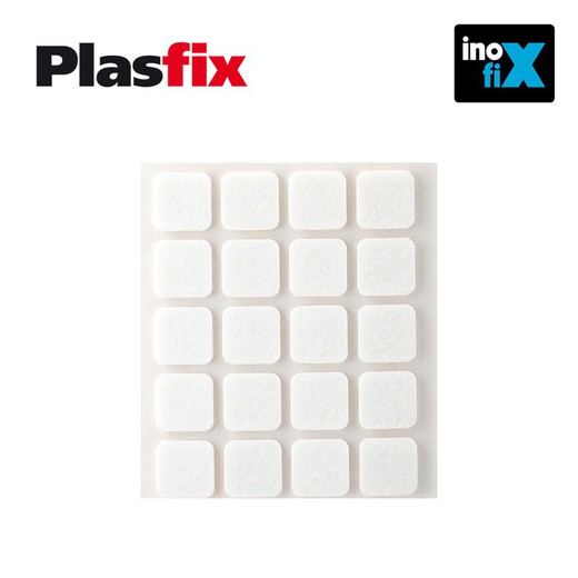 Pacote de 20 feltros adesivos sintéticos brancos 17x17mm plasfix inofix