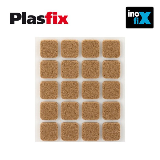 Pack 20 feutres adhésifs synthétiques marron 17x17mm plasfix inofix