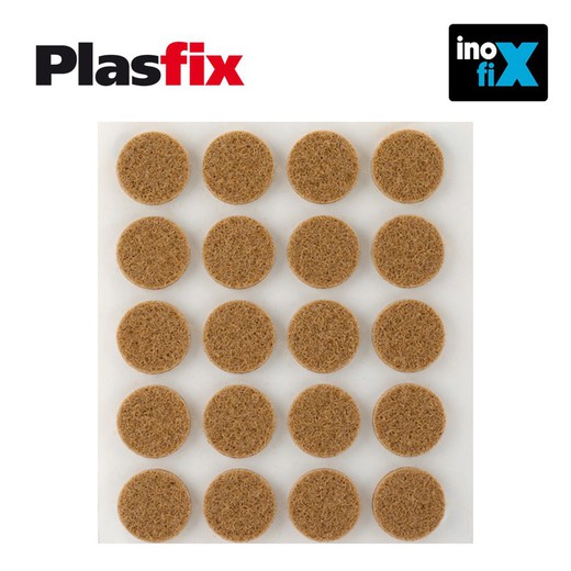 Pacote de 20 feltros castanhos sintéticos adesivos de diâmetro 17mm plasfix inofix