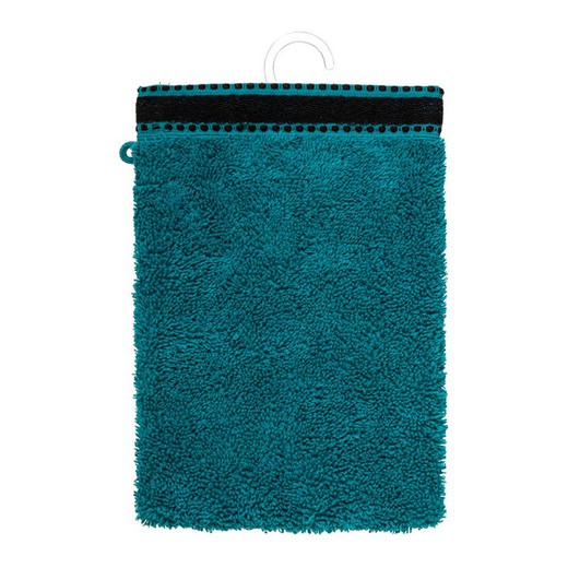 Pack 2ud guante-toalla baño premium color verde petrol 15x21cm