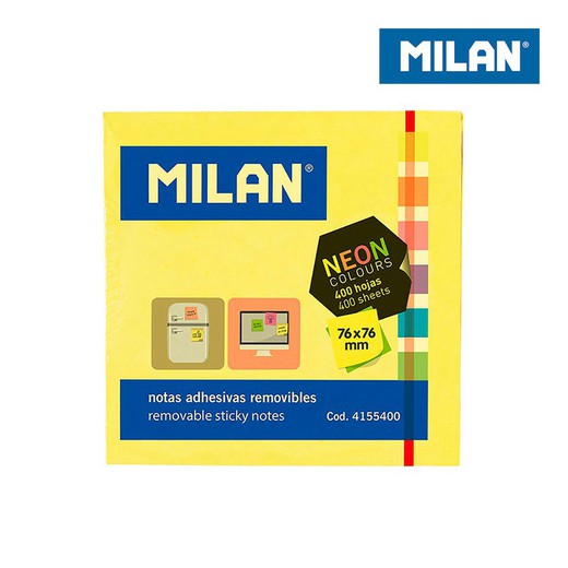 Pack 400 notas adhesivas 76x76mm colores fluor milan