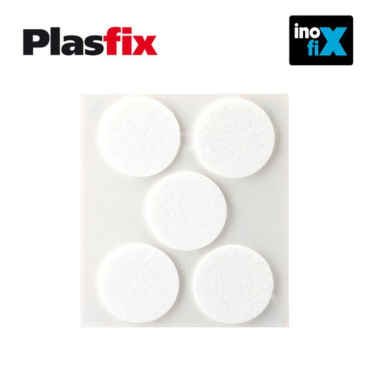 Pack 5 feutres adhésifs synthétiques blancs diamètre 34mm plasfix inofix