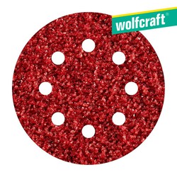 Pack 5 hojas de lijar adhesivas , corindón grano 40 perforadas ø125 mm 2069000 wolfcraft