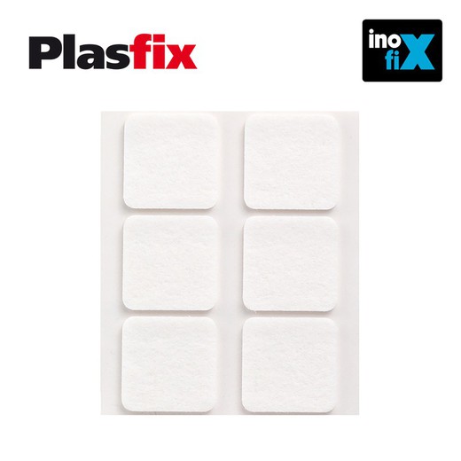 Pack 6 feutres adhésifs synthétiques blancs 31x31mm plasfix inofix